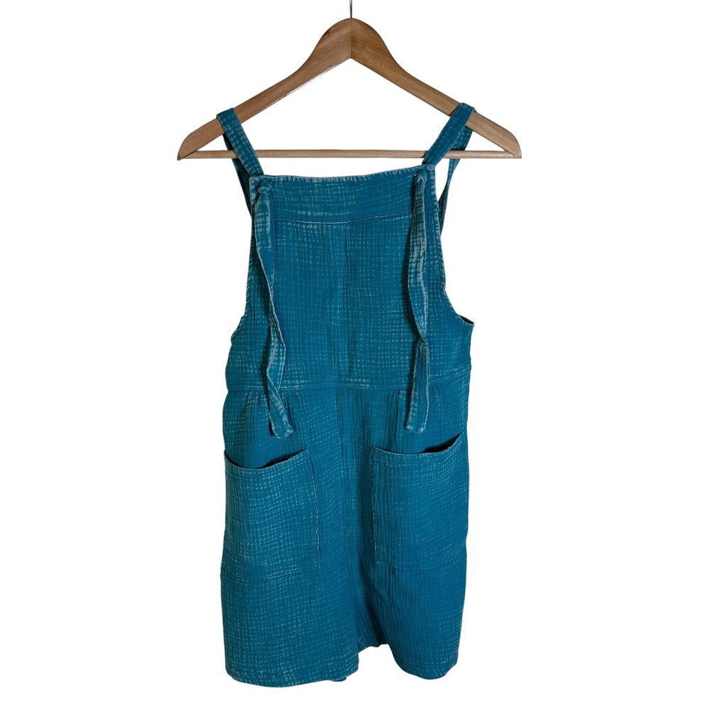ZANANA Romper Women Small Teal Blue Excellent Double Gauze Cotton Tie Strap Boho